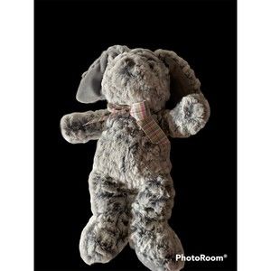 Homerbest grey furry bunny with floppy ears stuffed animal toy